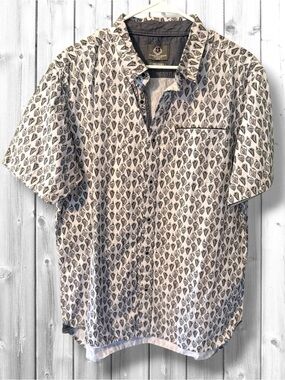 🌼Stitches & Rivets Short-Sleeve Printed Dress Shirt - White/Gray